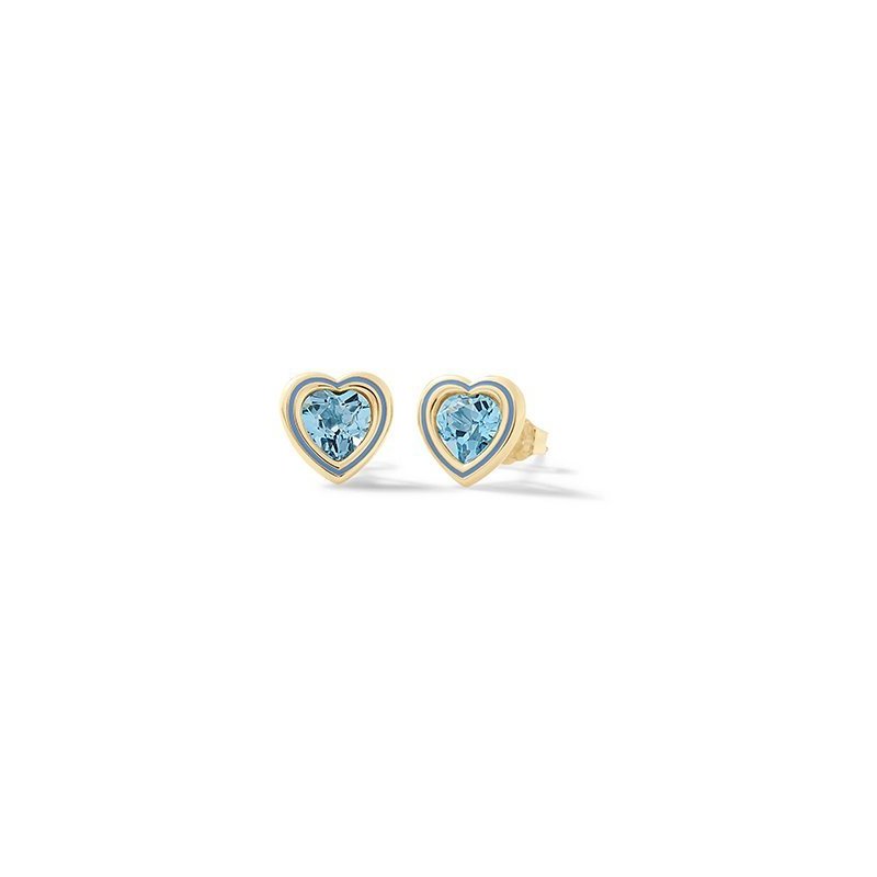 Nanan - Orecchini Cuore Brillante Azzurro - Argento 925 - Placcato Oro
