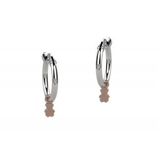 Nanan - Orecchino Cerchio Orsetto - Argento 925 - Oro Rosa