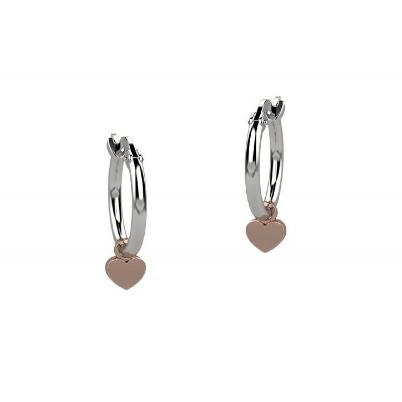 Nanan - Orecchino Cerchio - Argento 925 - Cuore Oro Rosa