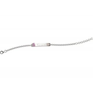 Nanan - Bracciale Targhetta Bimbo - Argento 925 - Orsetto Rosa