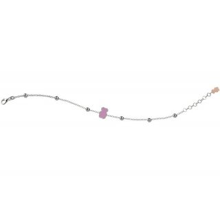 Nanan - Bracciale Orso Rosa - Argento 925 - Dettagli Smaltati