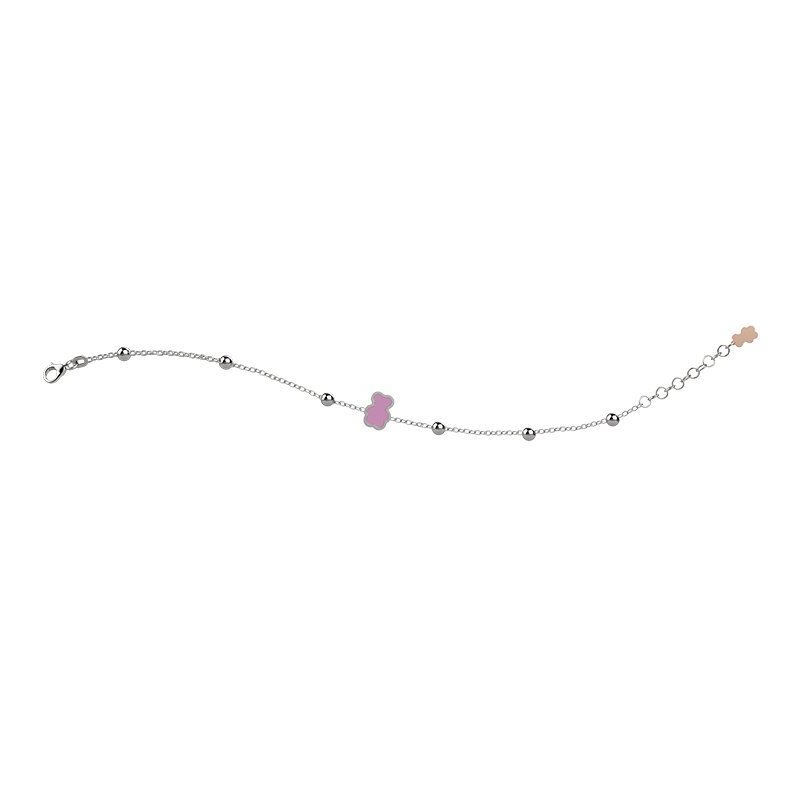 Nanan - Bracciale Orso Rosa - Argento 925 - Dettagli Smaltati