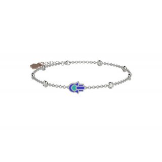 Nanan - Bracciale Mano Blu - Argento 925 - Pietre Brillanti
