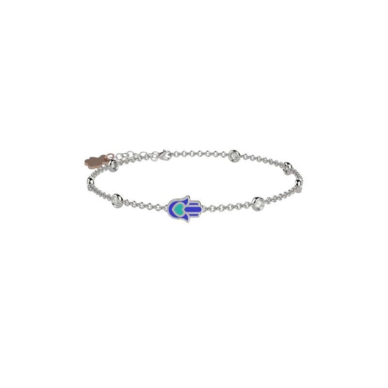 Nanan - Bracciale Mano Blu - Argento 925 - Pietre Brillanti