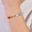 Luca Barra - Bracciale Bambino - Acciaio - Pietre Gialle E Rosse