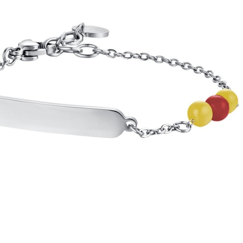 Luca Barra - Bracciale Bambino - Acciaio - Pietre Gialle E Rosse
