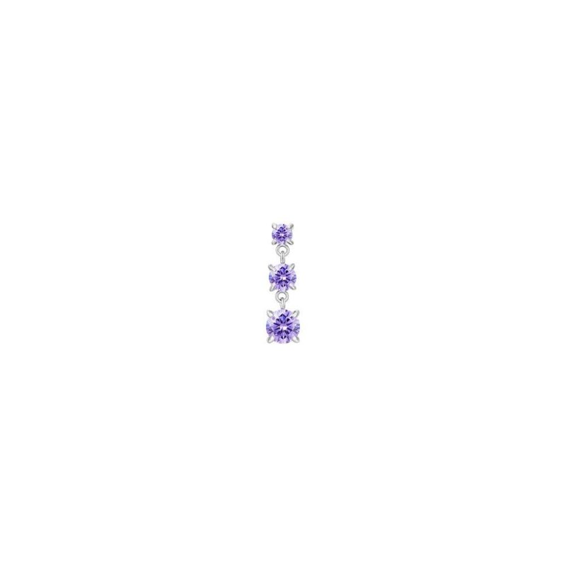 Luca Barra - Mono Orecchini Donna - Acciaio - Zirconi Viola