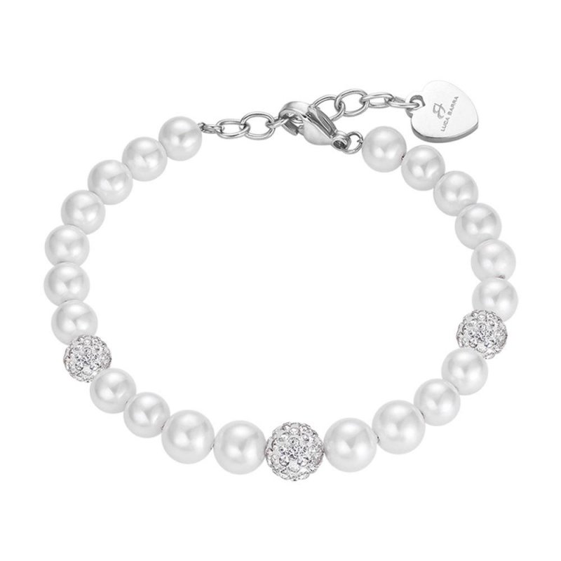 Luca Barra - Bracciale Donna - Perle Sintetiche - Cristalli Bianchi