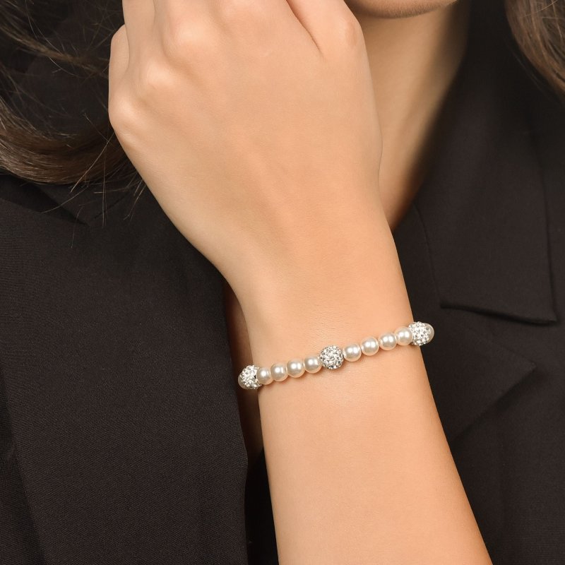 Luca Barra - Bracciale Donna - Perle Sintetiche - Cristalli Bianchi