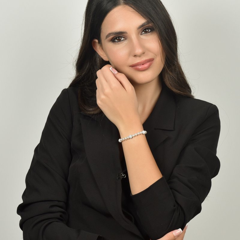 Luca Barra - Bracciale Donna - Perle Sintetiche - Cristalli Bianchi
