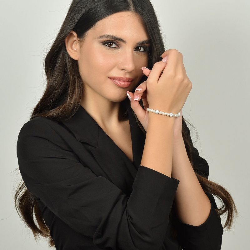 Luca Barra - Bracciale Donna - Perle Sintetiche - Cristalli Bianchi
