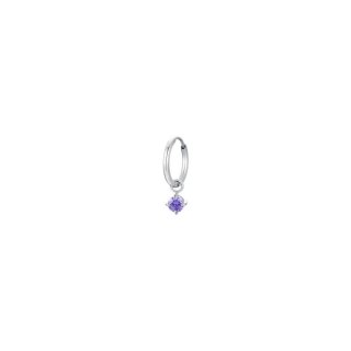Luca Barra - Mono Orecchini Donna - Acciaio - Zircone Viola