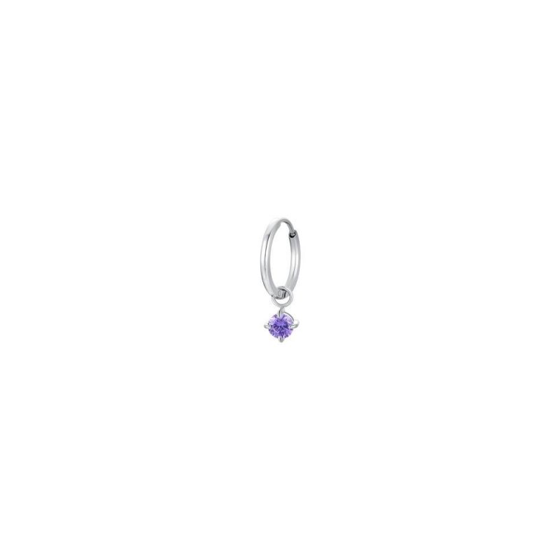 Luca Barra - Mono Orecchini Donna - Acciaio - Zircone Viola