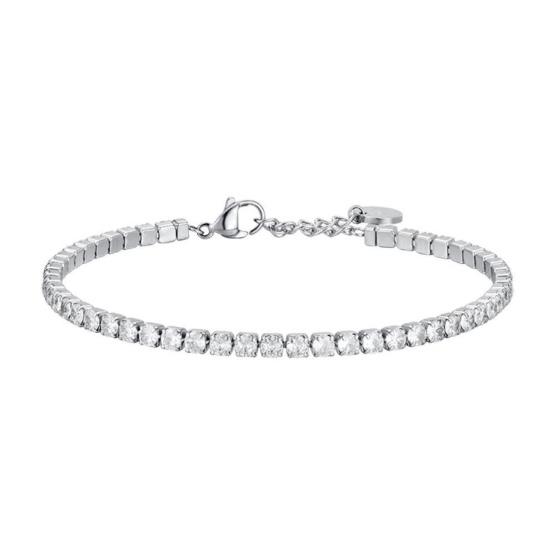 Luca Barra - Bracciale Tennis Uomo - Acciaio - Cristalli Bianchi
