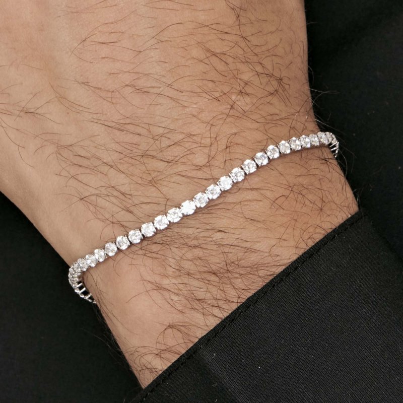 Luca Barra - Bracciale Tennis Uomo - Acciaio - Cristalli Bianchi