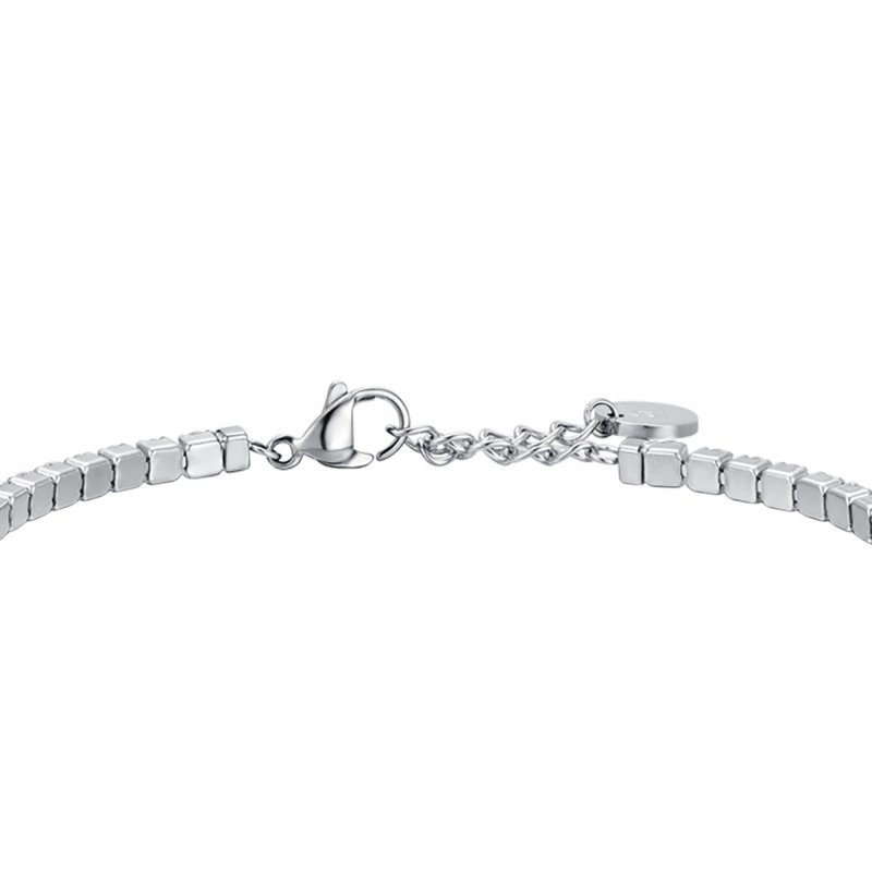 Luca Barra - Bracciale Tennis Uomo - Acciaio - Cristalli Bianchi