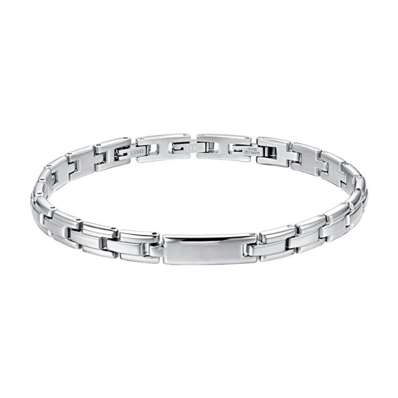 Luca Barra - Bracciale Uomo - Acciaio - Piastra Silver