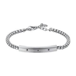 Luca Barra - Bracciale Uomo Acciaio - Cristalli Neri - Eleganza Moderna