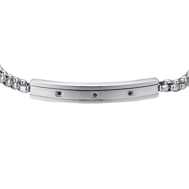 Luca Barra - Bracciale Uomo Acciaio - Cristalli Neri - Eleganza Moderna