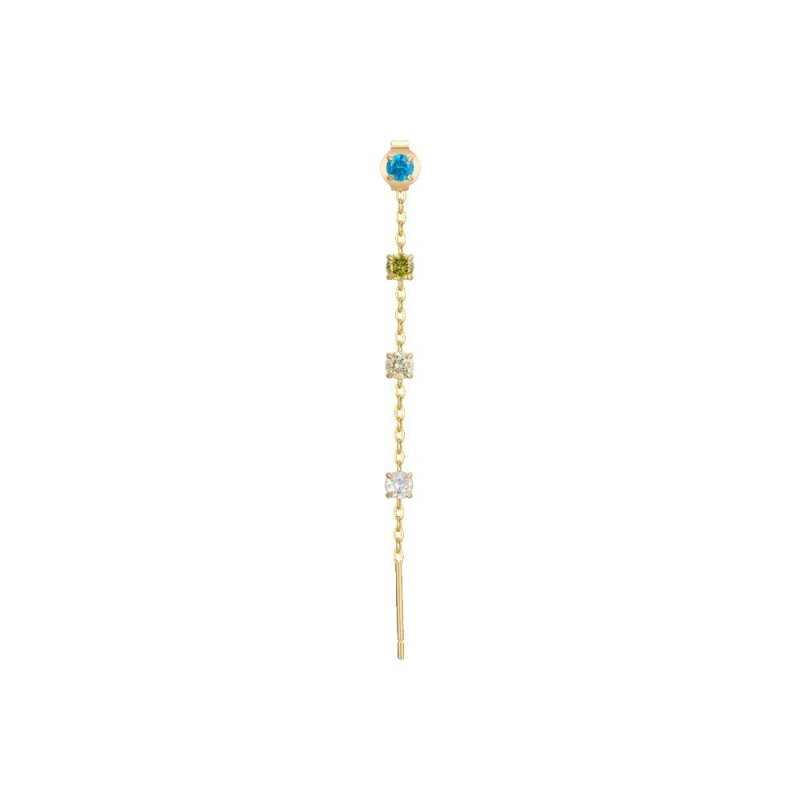 Luca Barra - Mono Orecchino Donna - Acciaio Ip Gold - Cristalli Multicolor