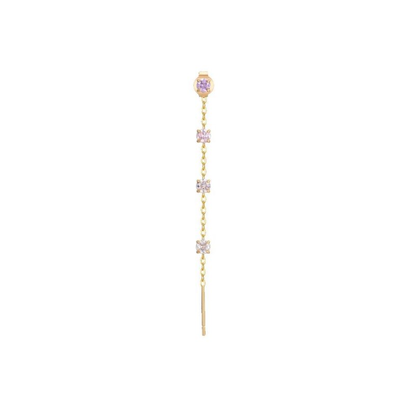 Luca Barra - Mono Orecchino Donna - Acciaio Ip Gold - Cristalli Multicolor