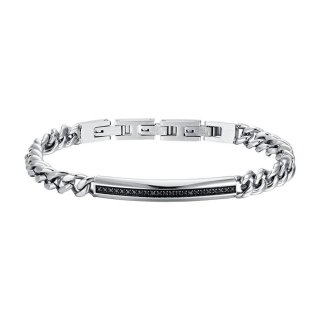 Luca Barra - Bracciale Uomo - Acciaio - Cristalli Neri