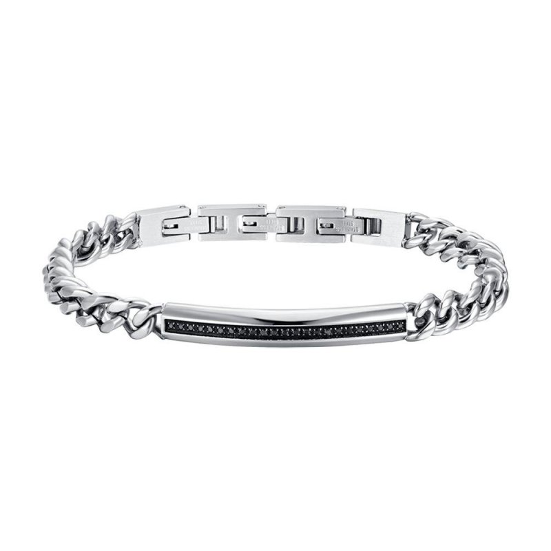 Luca Barra - Bracciale Uomo - Acciaio - Cristalli Neri