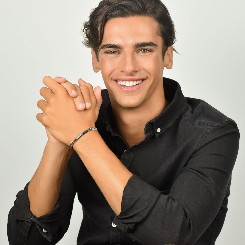 Luca Barra - Bracciale Uomo - Acciaio - Cristalli Neri