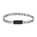 Luca Barra - Bracciale Uomo - Acciaio - Cristalli Neri