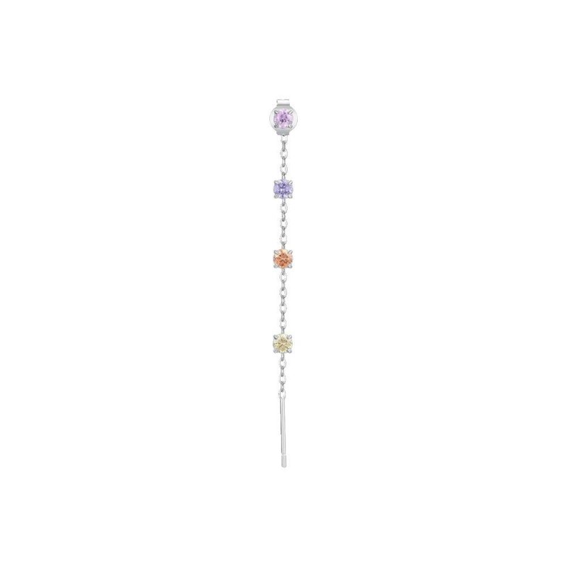 Luca Barra - Mono Orecchino Donna - Acciaio - Cristalli Multicolor