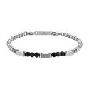 Luca Barra - Bracciale Uomo Acciaio - Pietre Nere - Design Moderno