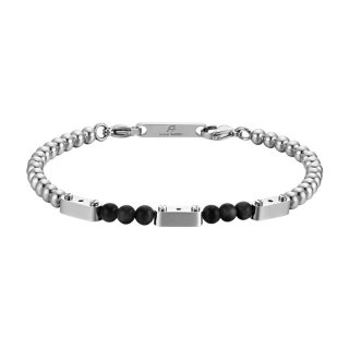 Luca Barra - Bracciale Uomo Acciaio - Pietre Nere - Design Moderno