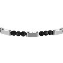 Luca Barra - Bracciale Uomo Acciaio - Pietre Nere - Design Moderno