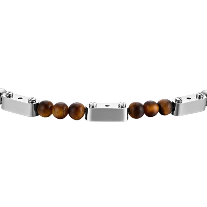 Luca Barra - Bracciale Uomo Acciaio - Occhio Di Tigre