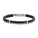 Luca Barra - Bracciale Uomo Cuoio Nero - Acciaio - Eleganza Moderna