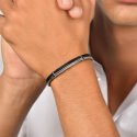 Luca Barra - Bracciale Uomo Cuoio Nero - Acciaio - Eleganza Moderna