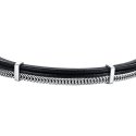 Luca Barra - Bracciale Uomo Cuoio Nero - Acciaio - Eleganza Moderna