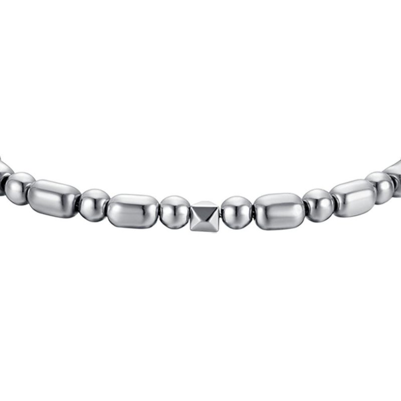 Luca Barra - Bracciale Uomo Acciaio - Ematite Silver