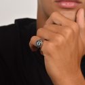 Luca Barra - Anello Uomo Acciaio - Corona - Smalto Nero
