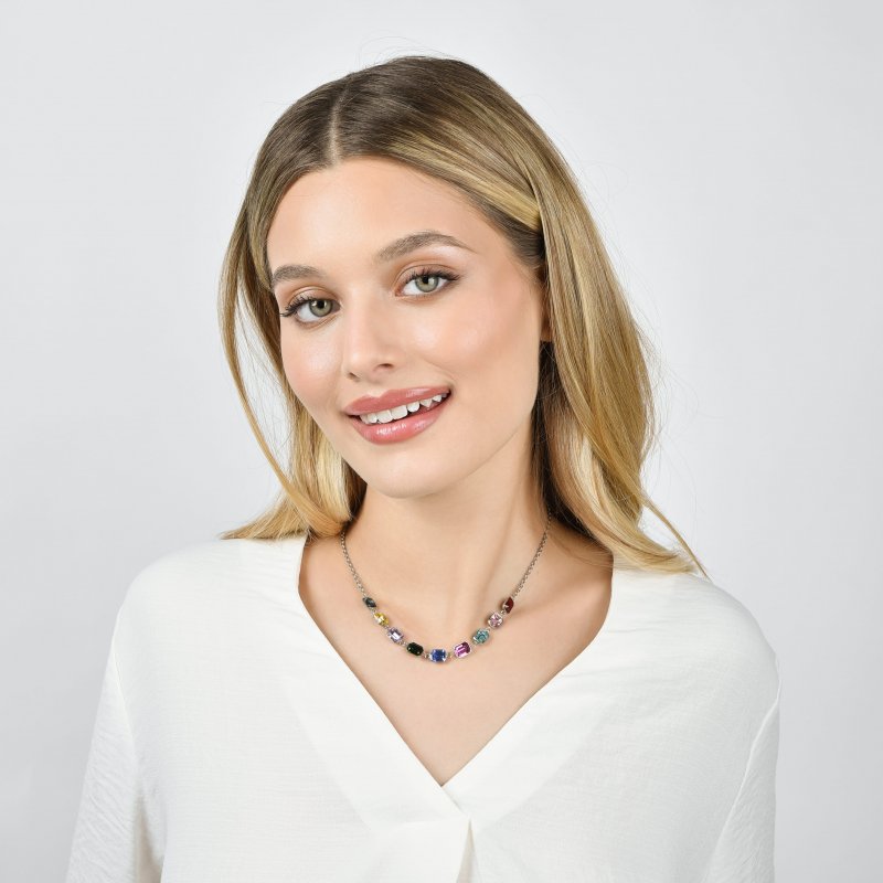 Luca Barra - Collana Donna Acciaio - Cristalli Multicolor