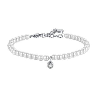 Luca Barra - Bracciale Donna Acciaio - Perle Sintetiche - Cristallo Bianco