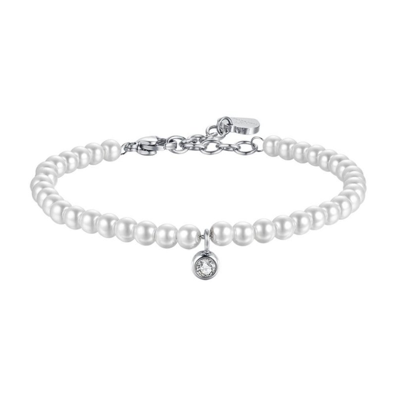 Luca Barra - Bracciale Donna Acciaio - Perle Sintetiche - Cristallo Bianco