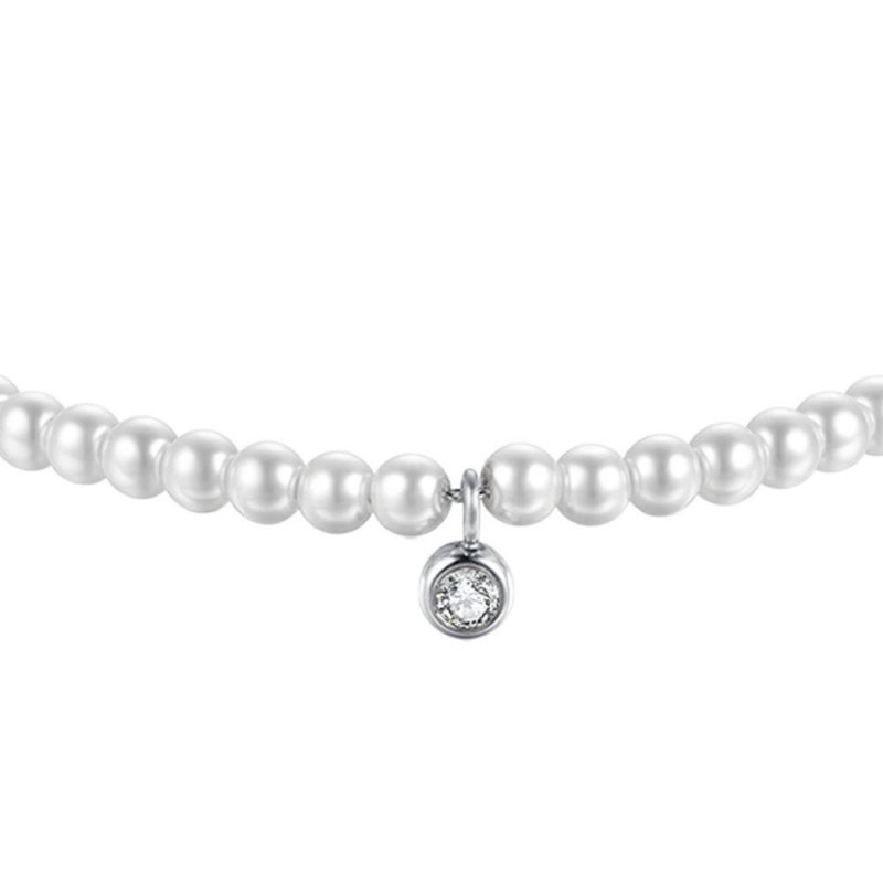Luca Barra - Bracciale Donna Acciaio - Perle Sintetiche - Cristallo Bianco