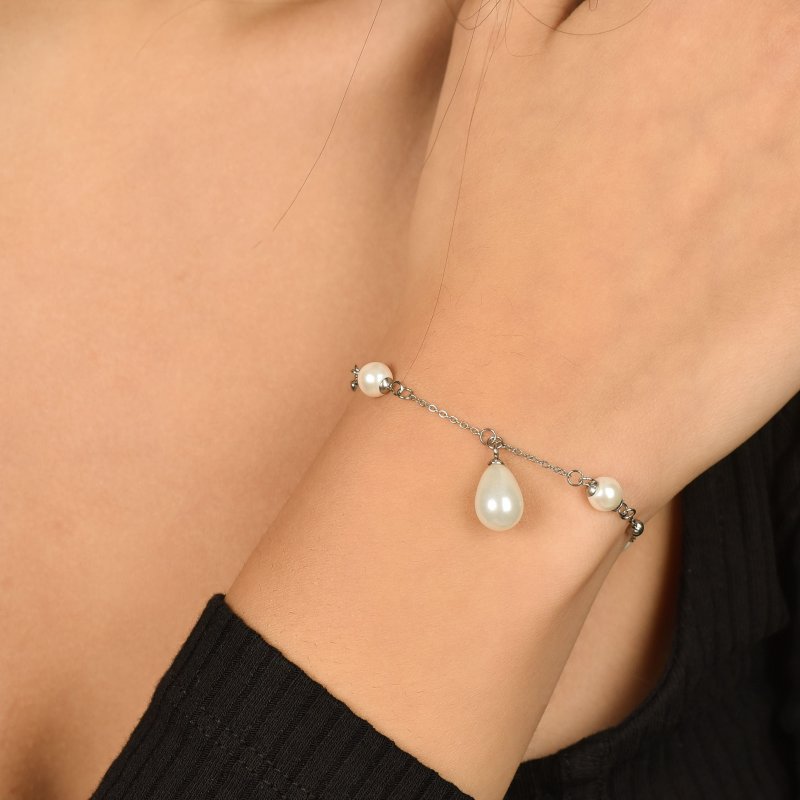 Luca Barra - Bracciale Donna - Acciaio - Perle Naturali