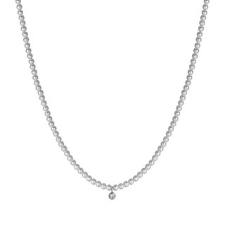 Luca Barra - Collana Donna Acciaio - Perle - Cristallo Bianco