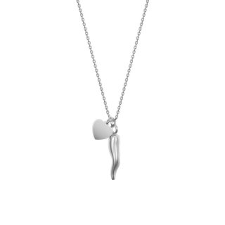 Luca Barra - Collana Donna Cuore E Corno - Acciaio - Design Unico