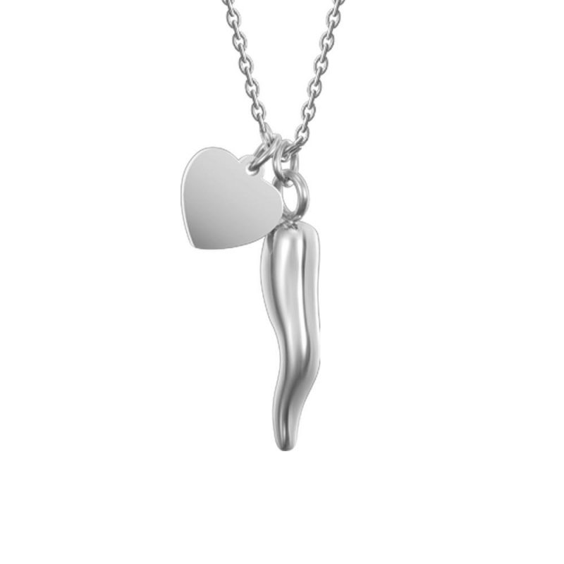 Luca Barra - Collana Donna Cuore E Corno - Acciaio - Design Unico
