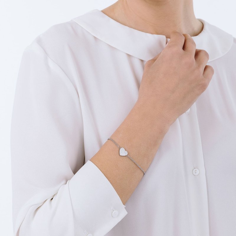 Luca Barra - Bracciale Donna - Acciaio - Cuoricino - Cristalli Bianchi