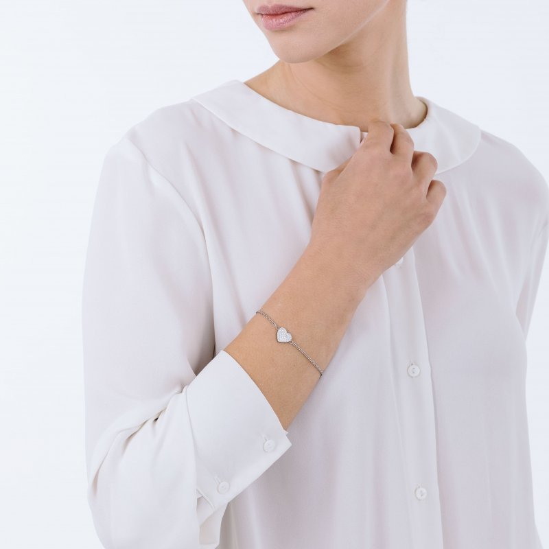 Luca Barra - Bracciale Donna - Acciaio - Cuoricino - Cristalli Bianchi