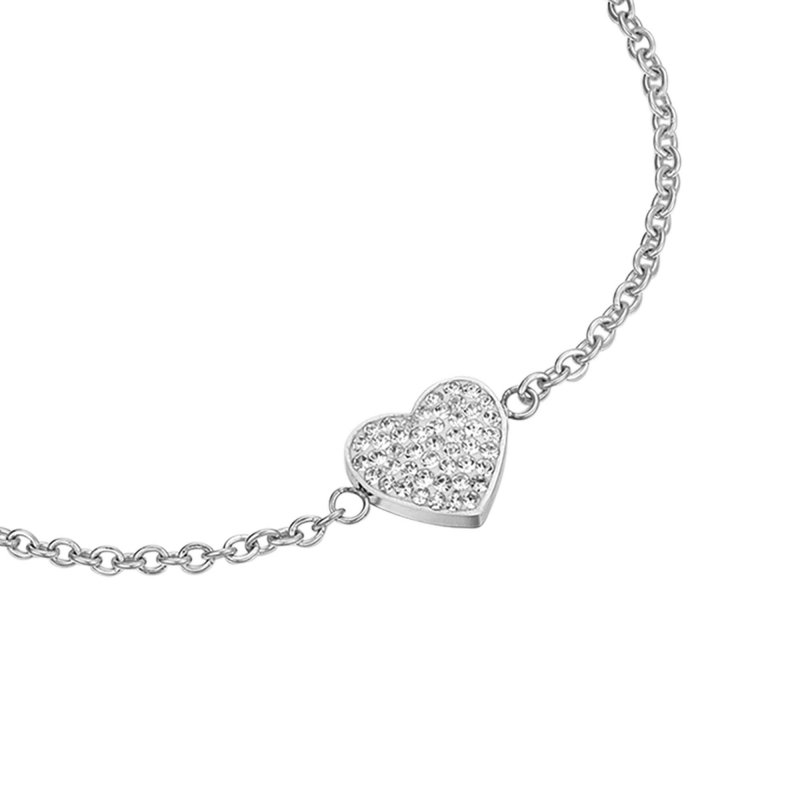 Luca Barra - Bracciale Donna - Acciaio - Cuoricino - Cristalli Bianchi